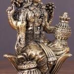 4" Brass Lakshmi Idol on Lotus | Divine Prosperity Murti | Sacred Temple Art